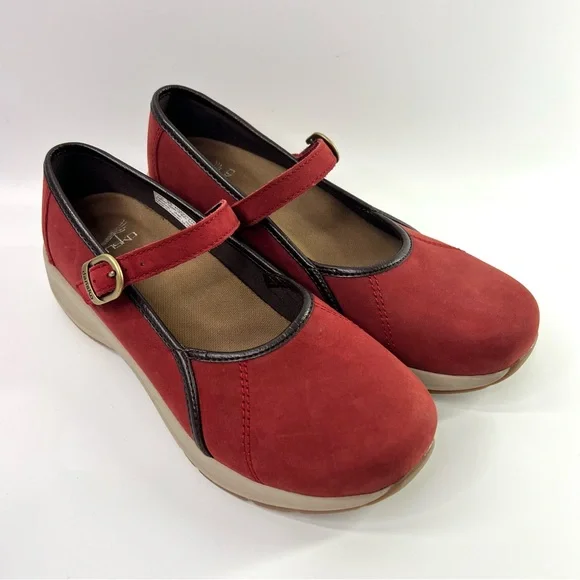 Dansko Steffi Mary Jane Platform Shoes Red Leather Size 38 - Picture 6 of 15